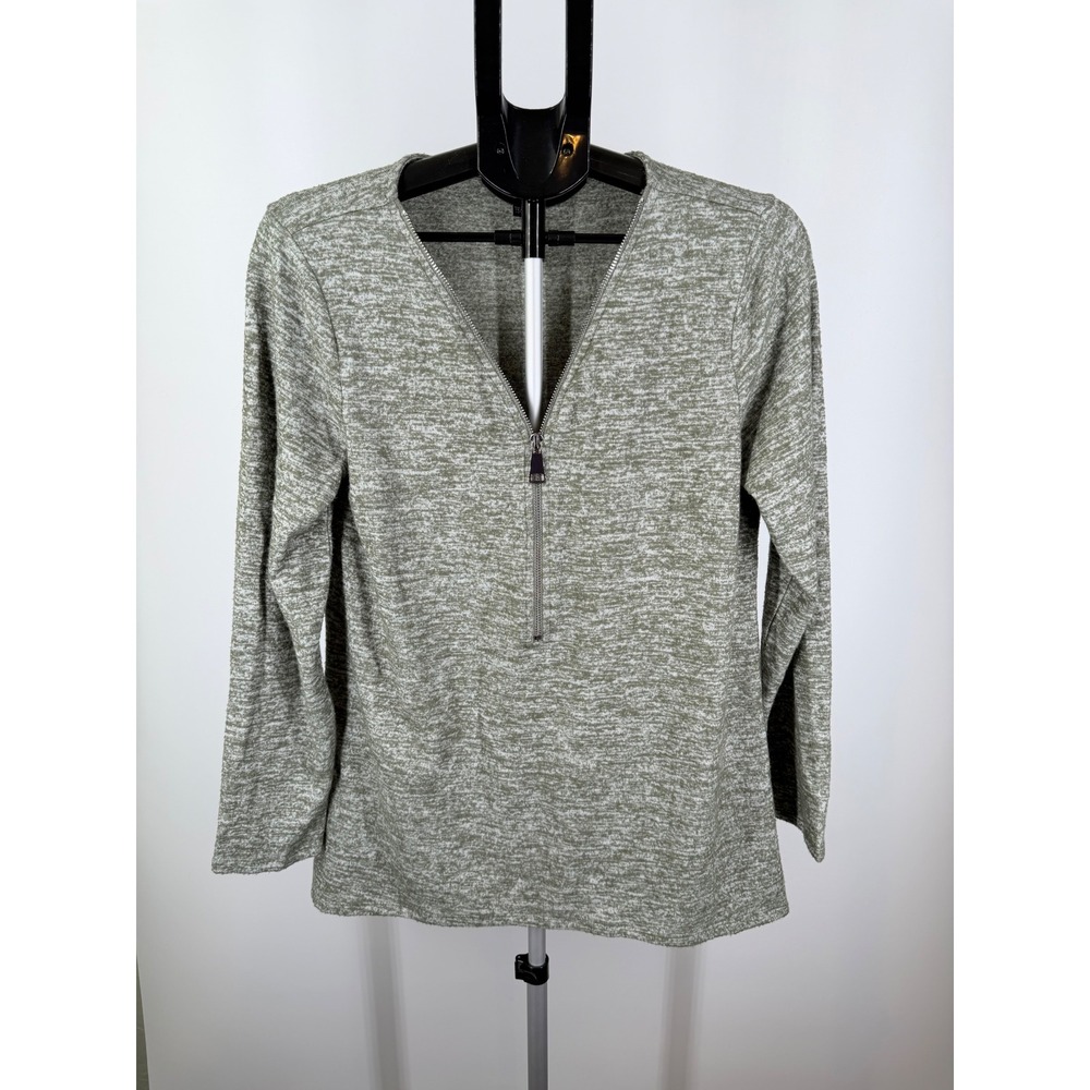 Cable & Gauge Womens XL Green Space Dye Quarter Zip Long Sleeve Knit Top
